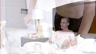 Amber Rain has sex with her husband and his friend in a steamy scene