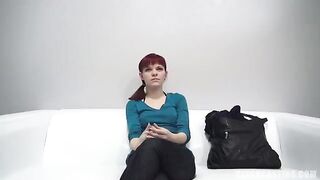 Red-haired 18-year-old beauty fucked at her casting for the first time