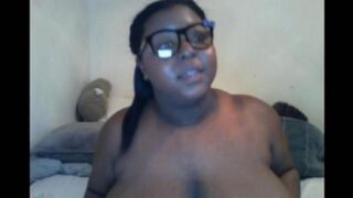 The black woman interrupted the broadcast with her huge natural tits