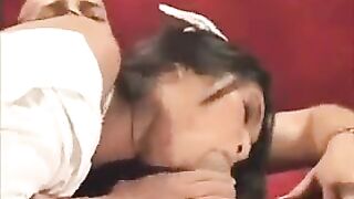 Nurse uniform sex with Asian nurse on the couch