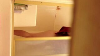 A girl has no shame and showers in front of the camera