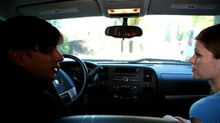 A hot girl made a blowjob to the driver in the car