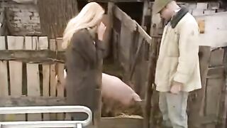 Babe from Russian village gets her pussy railed outdoors