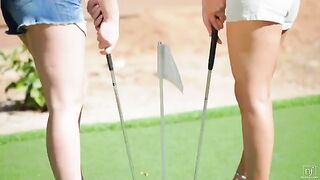 The beauty got lost in lesbian sex during the golf game