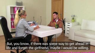Blonde beauty on casting couch for sex audition