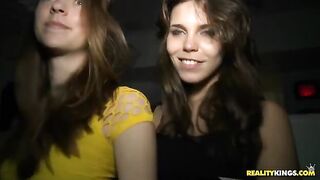 A hot girl is having fun with girls at a night club party