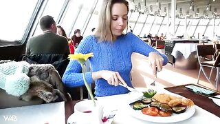 The girl managed to touch herself, although it was forbidden