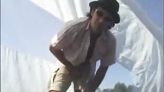 A short trip ends with a hot outdoor sex session