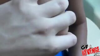 Girl sucks her boyfriend's dick at home and suctions his balls