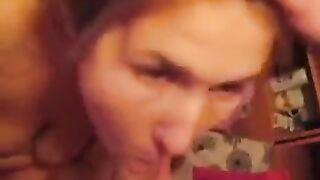The guy finished in the mouth of a sexy brunette with amazing skills
