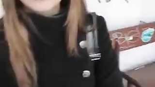 A girl isn't embarrassed to do a blowjob in public places