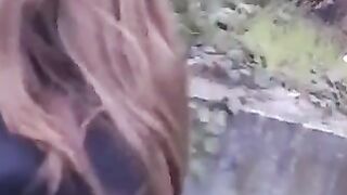A girl isn't embarrassed to do a blowjob in public places