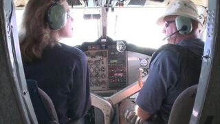 Blonde stewardess with big tits gets passionately taken by a huge dick
