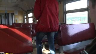 A guy picked up a girl on the train and brought her home for a threesome