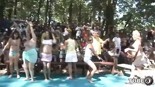 Fun of young people in the wood