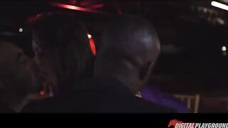 Brunette Brunetochka takes turns with two black men