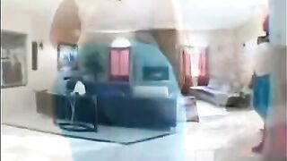 Big black man fucked fat black woman on the couch in doggy style