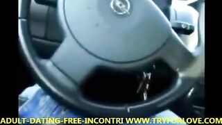 Amateur blowjob during the trip in the car with a taxi driver