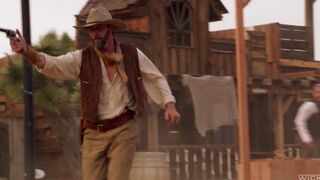 The cowboy punished a girl but licked her clitoris with passion
