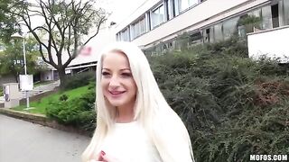 A sexy blonde with natural tits in a private video