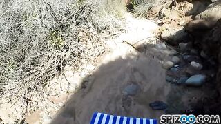 Girl with big natural boobs has sex with a guy in nature