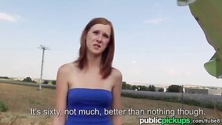 A red-haired girl fucked in the hay in POV style