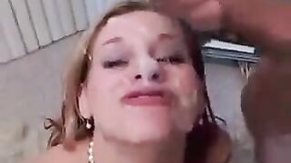 Cumshot after a blowjob with a young Russian beauty, 18+