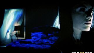 A brunette with natural tits wanted to have sex after a bad sleep