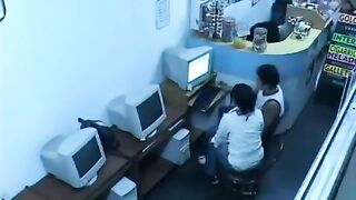 The guy almost fucked in the Internet cafe