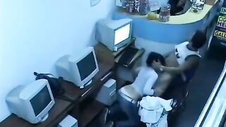 The guy almost fucked in the Internet cafe