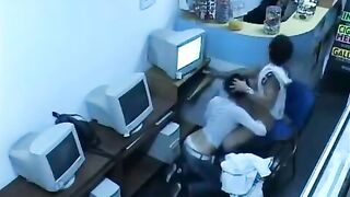The guy almost fucked in the Internet cafe