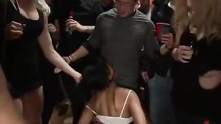 A mature beauty gets fucked by several young men in a rough session