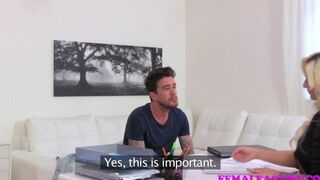 The couple enjoy each other with great passion on the couch