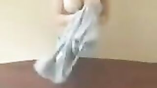 A chick with big milk is showing a master class