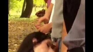 Four girls were raped and fucked in all holes right on the street