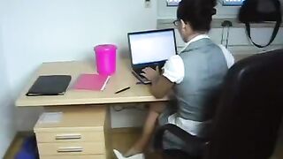A young secretary was fucked by her boss directly at work