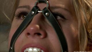 A girl is tied up and brutally fucked in a hardcore bondage scene