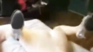 Girl was caught, put on the bed, and taken hard