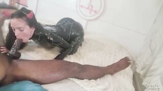 Petite succubus celebrates Halloween by summoning and milking a dick