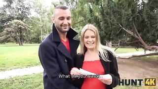 Pregnant woman fucks a stranger while her husband watches, a wild Hunt4K twist