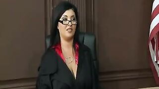 A big-breasted woman in a uniform is caught in a steamy scene