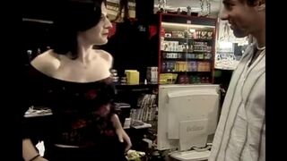 Quick sex with a hot girl who is selling stuff on the counter