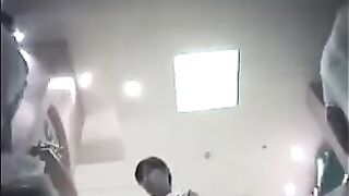 A hidden camera at the checkout shoots girls under their skirts in the store