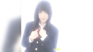 Hot Japanese school uniform solo sex with a sweet 18-year-old girl who loves to masturbate