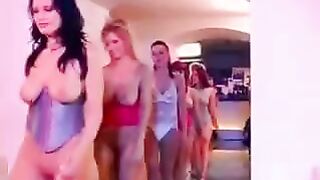 Gangbang with a girl with big and natural tits