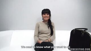 Czech teen fucked by actor during casting session with condom on