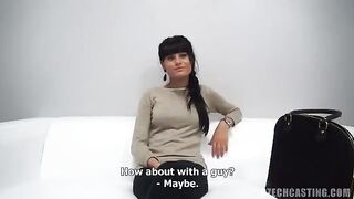 Czech teen fucked by actor during casting session with condom on