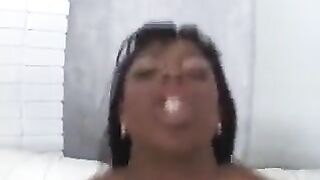A black beauty gets a thick white cock in her wet pussy
