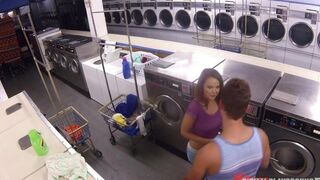 A cute girl got fucked by a young man in the laundry room - Brazzers