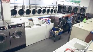 A cute girl got fucked by a young man in the laundry room - Brazzers